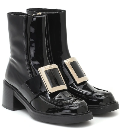 Shop Roger Vivier Viv' Rangers Patent Leather Ankle Boots In Black