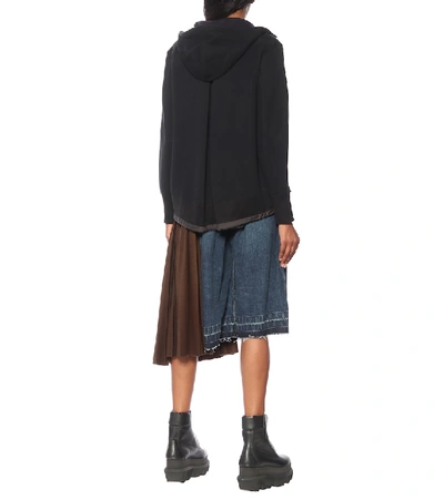 Shop Sacai Cotton-blend Jersey Hoodie In Black