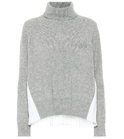Shop Sacai Turtleneck Wool Sweater In Grey