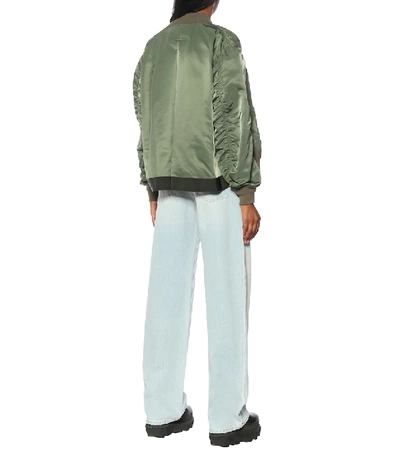 Sacai Zip-up Nylon Bomber Jacket In Green