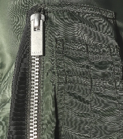Sacai Zip-up Nylon Bomber Jacket In Green
