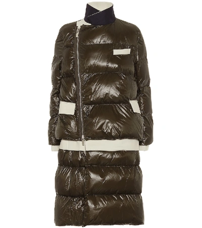 Shop Sacai Quilted Puffer Coat In Green