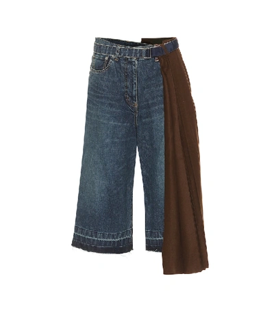 Shop Sacai High-rise Cropped Jeans In Blue