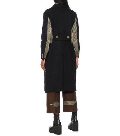 Shop Sacai Double-breasted Wool Coat In Blue