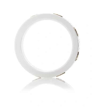 Shop Gucci Icon Interlocking G Zirconia And 18kt Gold Ring In White