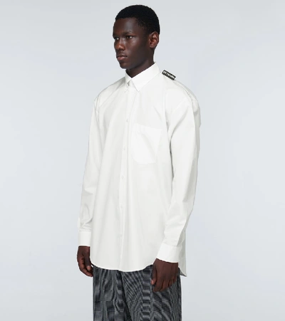 Shop Balenciaga Tab Long-sleeved Cotton Shirt In White