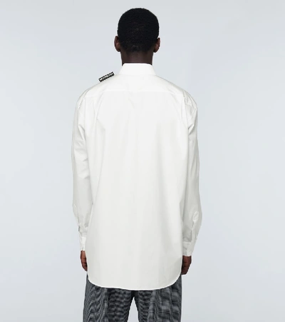 Shop Balenciaga Tab Long-sleeved Cotton Shirt In White