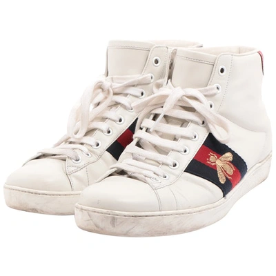 Pre-owned Gucci White Leather Trainers