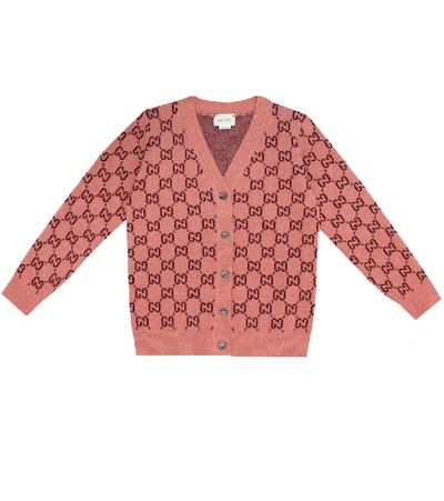 Shop Gucci Gg Jacquard Wool Cardigan In Pink