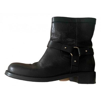 Pre-owned Jimmy Choo Youth Leather Buckled Boots In Black