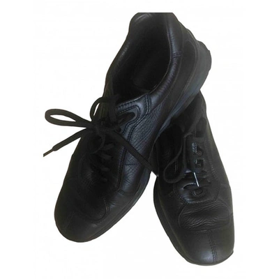 Pre-owned Prada Leather Trainers In Black