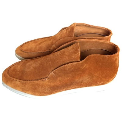 Pre-owned Loro Piana Camel Suede Flats