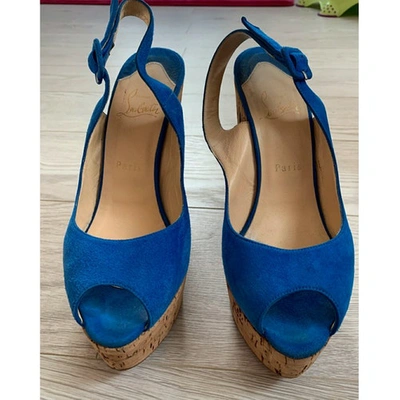 Pre-owned Christian Louboutin Blue Suede Espadrilles