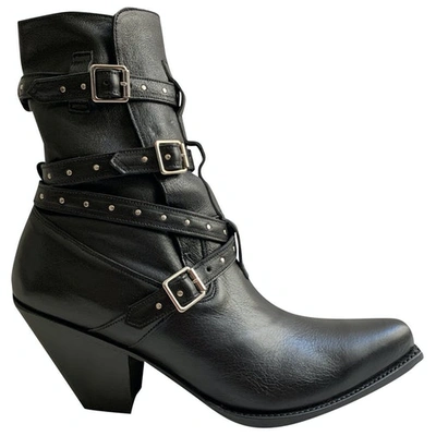 Pre-owned Celine Berlin Black Leather Ankle Boots