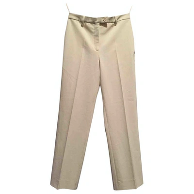 Pre-owned Prada Ecru Silk Trousers