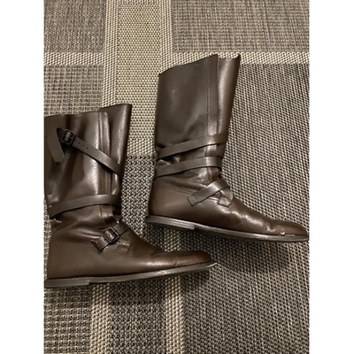 Pre-owned Ann Demeulemeester Burgundy Leather Boots