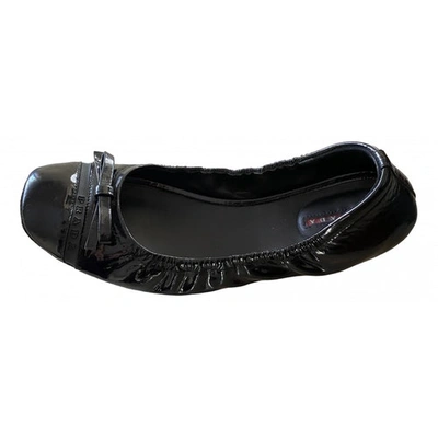 Pre-owned Prada Black Leather Ballet Flats