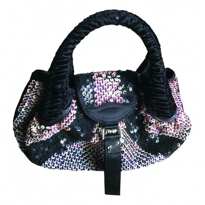 Pre-owned Fendi Spy Black Glitter Handbag