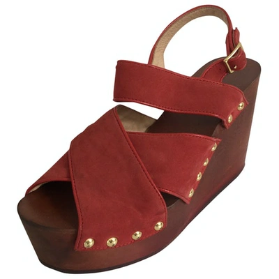Pre-owned Sandro Leather Sandals In Red