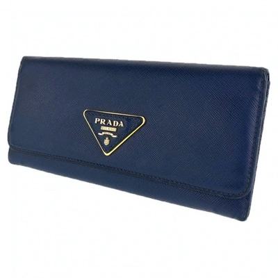 Pre-owned Prada Navy Leather Wallet
