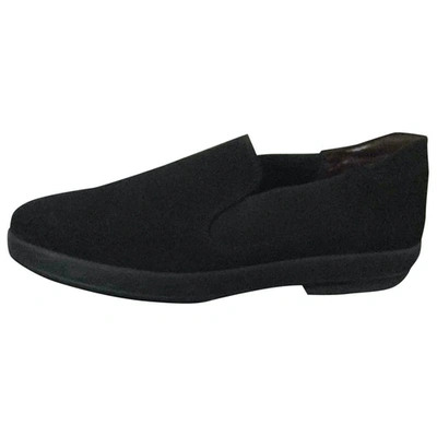 Pre-owned Fay Leather Flats In Black
