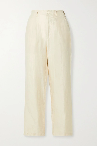 Shop Alex Mill Boy Pleated Linen-twill Pants In Ecru
