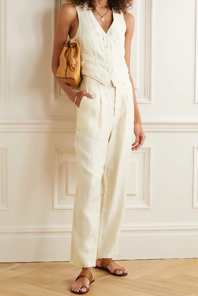 Shop Alex Mill Boy Pleated Linen-twill Pants In Ecru