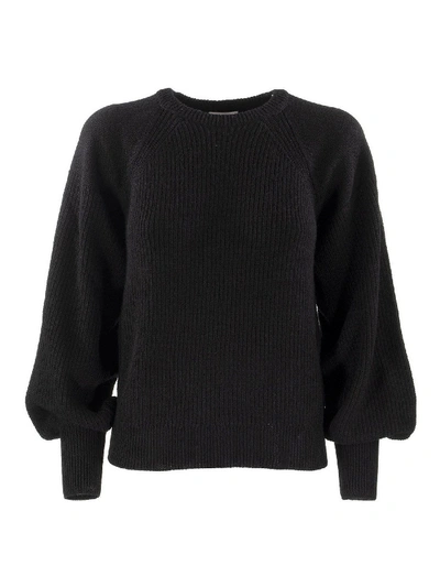 Shop Red Valentino Puffed Sleeves Wool Blend Sweater In Black