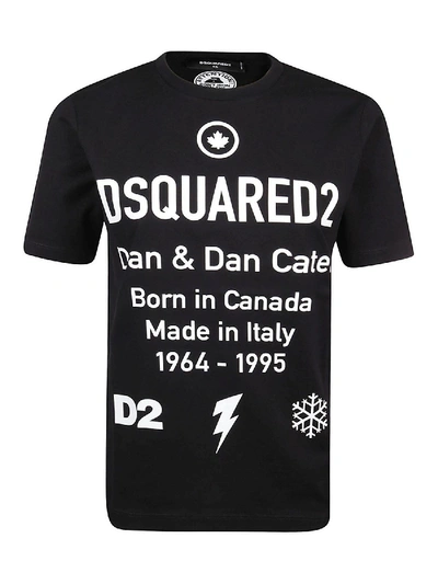 Shop Dsquared2 White Logo T-shirt In Black