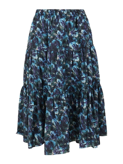 Shop Kenzo Artwork Print Midi Skirt In Blue