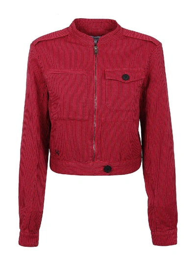 Shop Kenzo Striped Cropped Jacket In Fuchsia