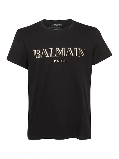 Shop Balmain Logo Lettering T-shirt In Black