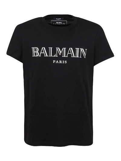 Shop Balmain Logo Lettering T-shirt In Black