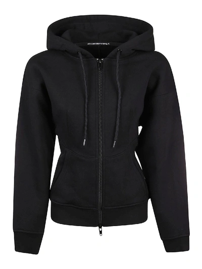 Shop Alexander Wang Cotton Slim-waist Sweatshirt In Black