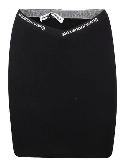 Shop Alexander Wang Cotton Blend Mini Skirt In Black