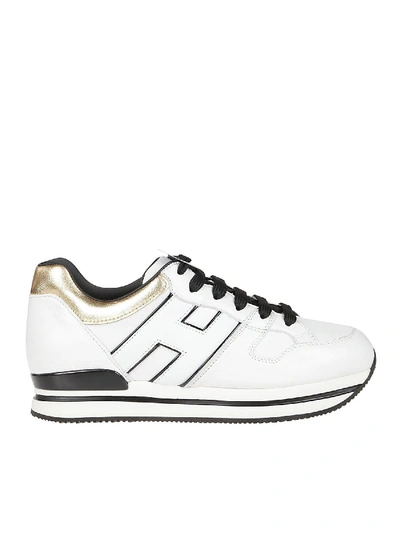 Shop Hogan H222 Sneakers In White And Gold