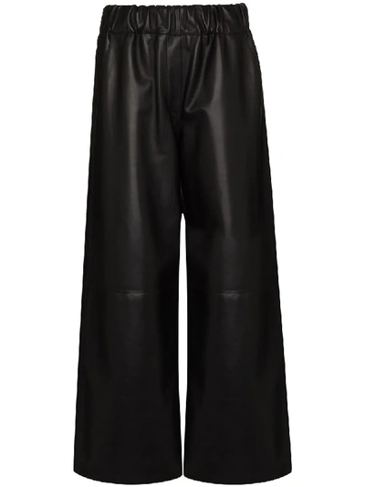 Shop Loewe Cropped Wide-leg Trousers In Black