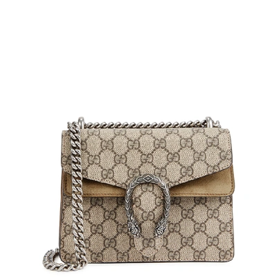 Shop Gucci Dionysus Gg Supreme Mini Shoulder Bag In Beige