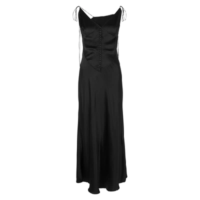 Shop Anna October Spetses Black Satin Midi Dress