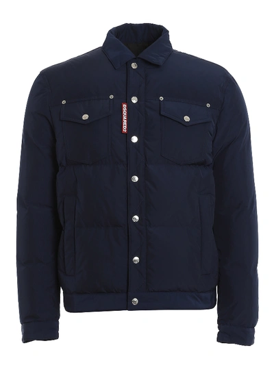 Shop Dsquared2 Shirt-style Puffer Jacked In Blue