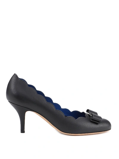 Shop Ferragamo Carla Leather Pumps In Black