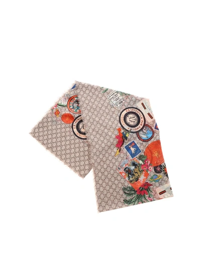 Shop Gucci Printed Beige Gg Scarf