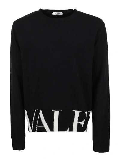 Shop Valentino Inlaid Logo Sweater In Black