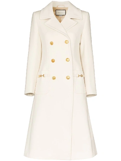 Shop Gucci Double-breasted Tailored Coat In 9205 Gardenia