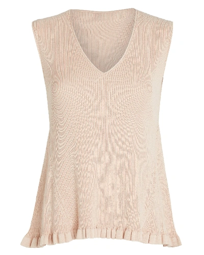 Shop Adeam Ruffled V-neck Knit Top In Pink