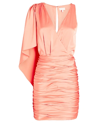 Shop Ronny Kobo Morgan Ruched Mini Dress In Coral