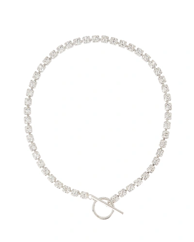 Shop Isabel Marant Crystal Strand Toggle Necklace In Silver