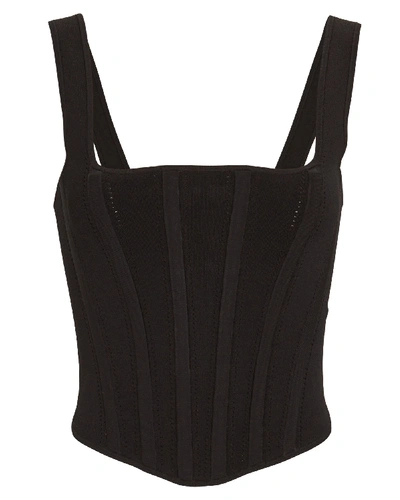 Shop Dion Lee Pointelle Ribbed Jersey Corset In Black