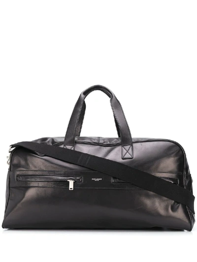 Shop Saint Laurent Leather Duffle Bag In Black