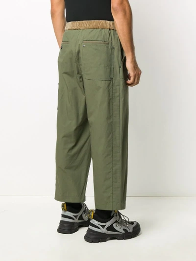Shop Sacai Belted Wide-leg Trousers In Green